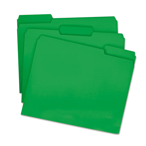 COLORED FILE FOLDERS, 1/3-CUT TABS, LETTER SIZE, GREEN, 100/BOX