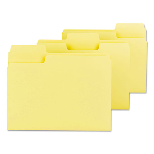 SuperTab Colored File Folders, 1/3-Cut Tabs, Letter Size, 11 pt. Stock, Yellow, 100/Box