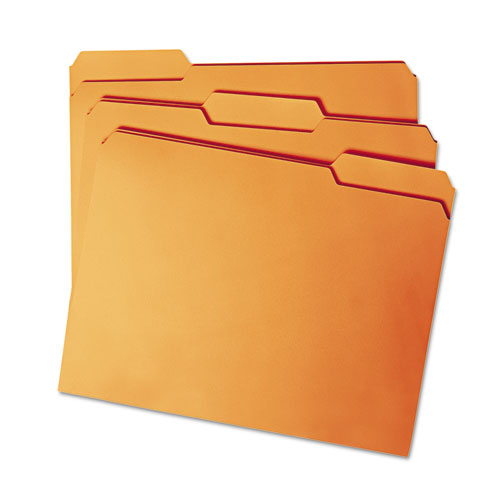 Image of Smead™ Colored File Folders, 1/3-Cut Tabs: Assorted, Letter Size, 0.75" Expansion, Orange, 100/Box