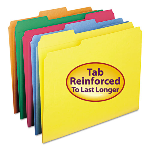Reinforced Top Tab Colored File Folders, 1/3-Cut Tabs, Letter Size, Yellow, 100/Box