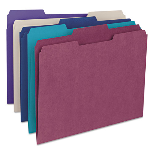 COLORED FILE FOLDERS, 1/3-CUT TABS, LETTER SIZE, ASSORTED, 100/BOX