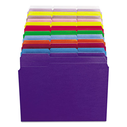 REINFORCED TOP TAB COLORED FILE FOLDERS, 1/3-CUT TABS, LETTER SIZE, PINK, 100/BOX