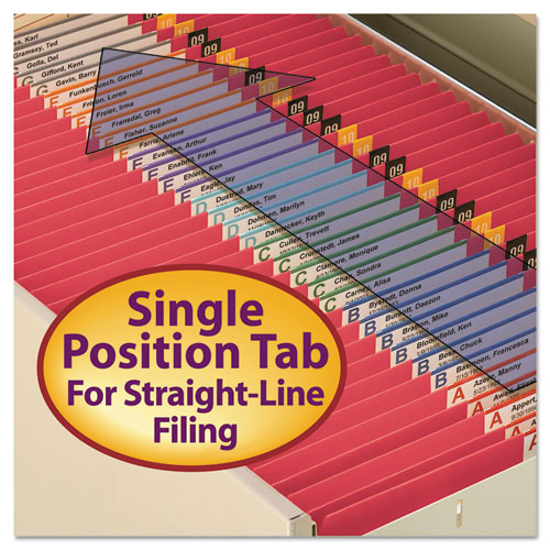 REINFORCED TOP TAB COLORED FILE FOLDERS, STRAIGHT TAB, LETTER SIZE, RED, 100/BOX
