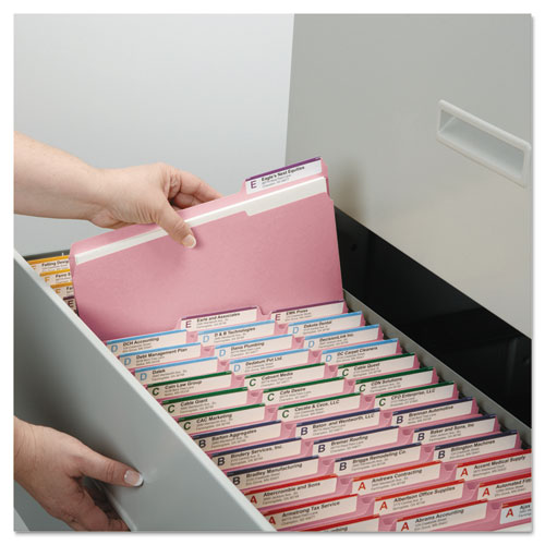 COLORED FILE FOLDERS, 1/3-CUT TABS, LETTER SIZE, PINK, 100/BOX