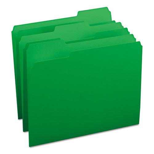 Colored File Folders, 1/3-Cut Tabs, Letter Size, Green, 100/Box