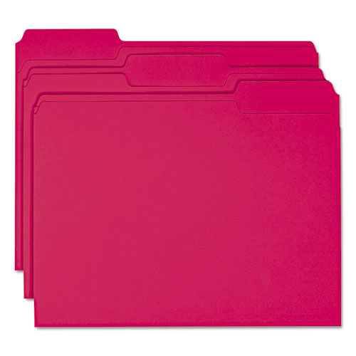 COLORED FILE FOLDERS, 1/3-CUT TABS, LETTER SIZE, RED, 100/BOX