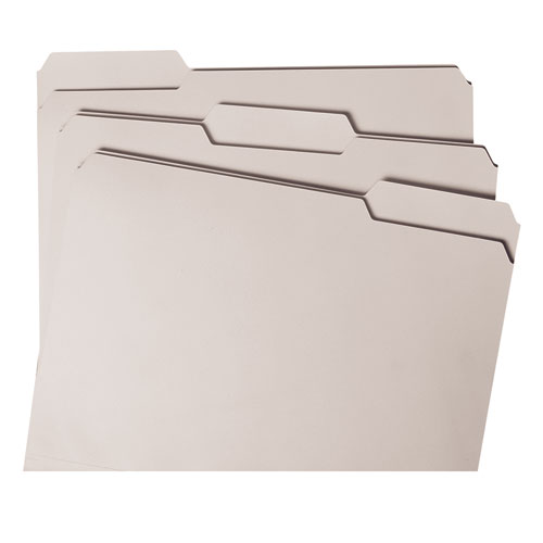 Colored File Folders, 1/3-Cut Tabs, Letter Size, Gray, 100/Box