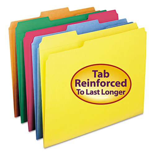 Reinforced Top Tab Colored File Folders, 1/3-Cut Tabs, Letter Size, Green, 100/Box