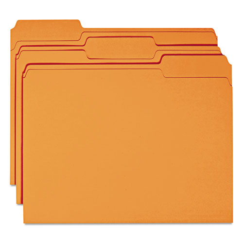 Image of Smead™ Colored File Folders, 1/3-Cut Tabs: Assorted, Letter Size, 0.75" Expansion, Orange, 100/Box