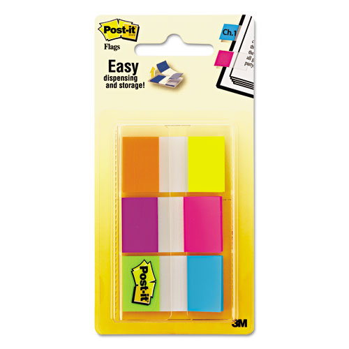 Post-it® Flags Page Flags in Portable Dispenser, Assorted Brights, 5 Dispensers, 20 Flags/Color