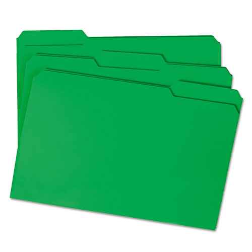 Reinforced Top Tab Colored File Folders, 1/3-Cut Tabs, Legal Size, Green, 100/Box