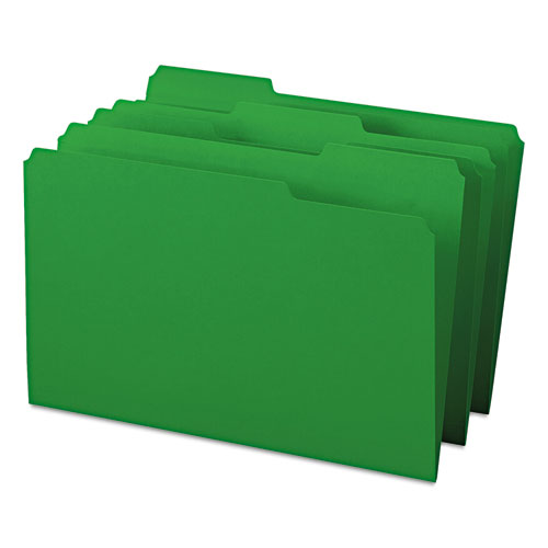 Colored File Folders, 1/3-Cut Tabs, Legal Size, Green, 100/Box
