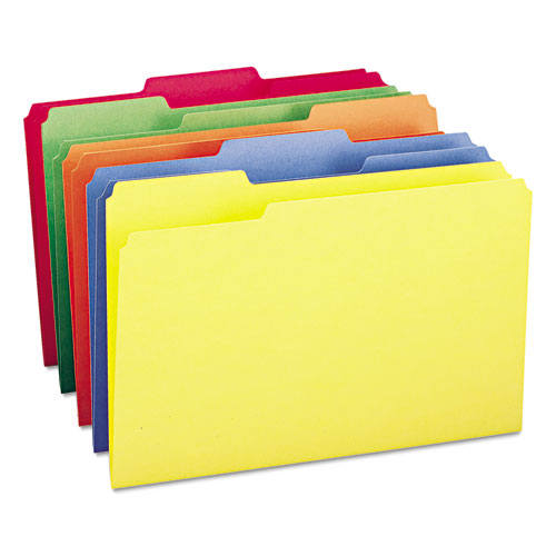 Colored File Folders, 1/3-Cut Tabs, Legal Size, Yellow, 100/Box