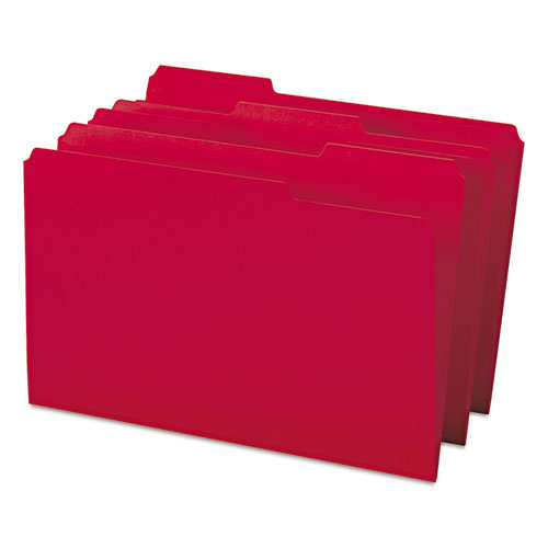 Colored File Folders, 1/3-Cut Tabs, Legal Size, Red, 100/Box