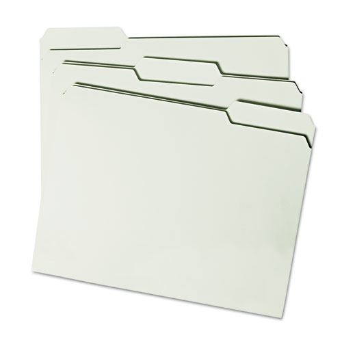 Expanding Recycled Heavy Pressboard Folders, 1/3-Cut Tabs, 1" Expansion, Letter Size, Gray-Green, 25/Box