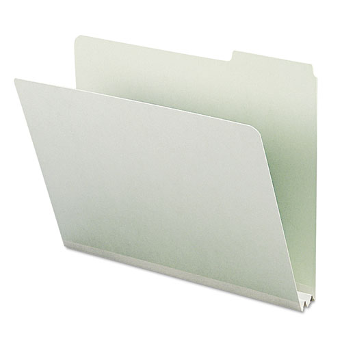 Expanding Recycled Heavy Pressboard Folders, 1/3-Cut Tabs, 2" Expansion, Letter Size, Gray-Green, 25/Box