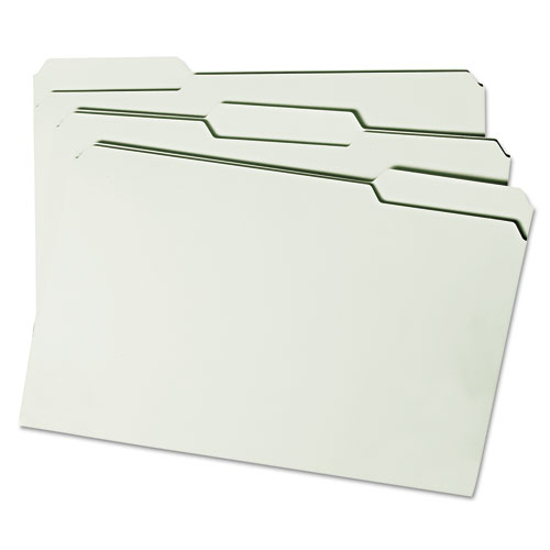Expanding Recycled Heavy Pressboard Folders, 1/3-Cut Tabs, 2" Expansion, Legal Size, Gray-Green, 25/Box