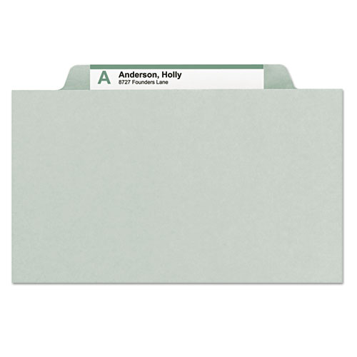 Expanding Recycled Heavy Pressboard Folders, 1/3-Cut Tabs, 2" Expansion, Legal Size, Gray-Green, 25/Box
