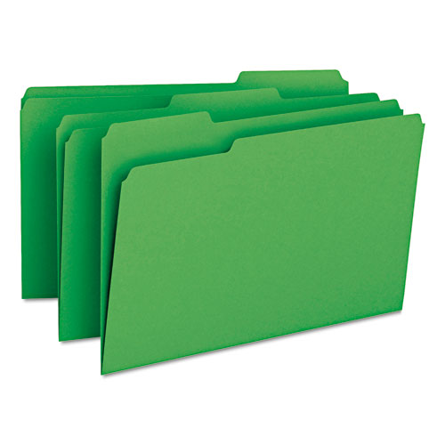 Colored File Folders, 1/3-Cut Tabs, Legal Size, Green, 100/Box