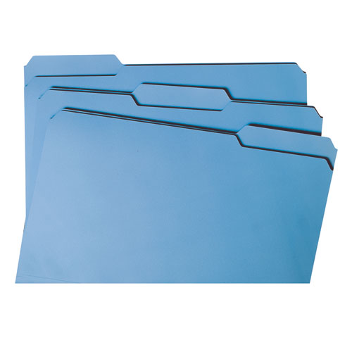 Reinforced Top Tab Colored File Folders, 1/3-Cut Tabs: Assorted, Legal Size, 0.75" Expansion, Blue, 100/Box