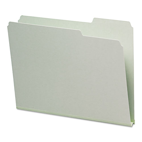 Expanding Recycled Heavy Pressboard Folders, 1/3-Cut Tabs: Assorted, Letter Size, 1" Expansion, Gray-Green, 25/Box