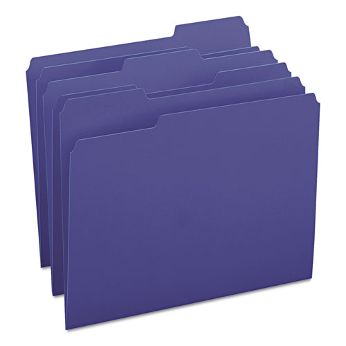 COLORED FILE FOLDERS, 1/3-CUT TABS, LETTER SIZE, NAVY BLUE, 100/BOX