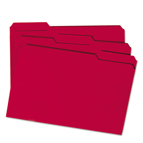 Colored File Folders, 1/3-Cut Tabs, Legal Size, Red, 100/Box