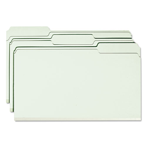 Expanding Recycled Heavy Pressboard Folders, 1/3-Cut Tabs: Assorted, Legal Size, 2" Expansion, Gray-Green, 25/Box