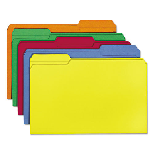 Colored File Folders, 1/3-Cut Tabs, Legal Size, Assorted, 100/Box