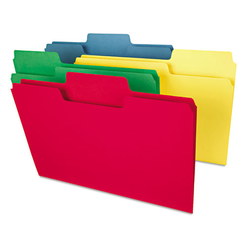 SuperTab Colored File Folders, 1/3-Cut Tabs: Assorted, Legal Size, 0.75" Expansion, 14-pt Stock, Assorted Colors, 50/Box