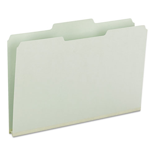 Smead™ Expanding Recycled Heavy Pressboard Folders, 1/3-Cut Tabs: Assorted, Legal Size, 1" Expansion, Gray-Green, 25/Box
