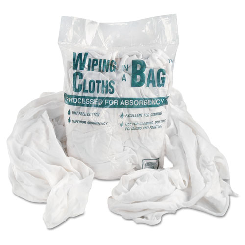 Bag-A-Rags Reusable Wiping Cloths, Cotton, White, 1 lb Pack UFSN250CW01