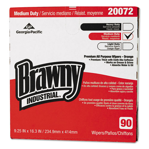 Brawny Industrial Medium Duty Premium Drc Wipers, 9 1/4x16, Orange, 90/bx, 10/ct