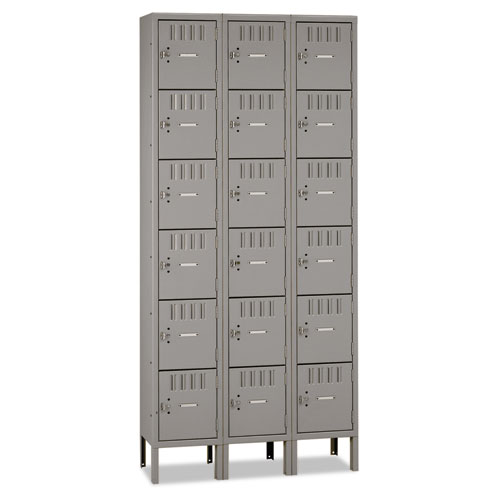 Box Compartments with Legs, Triple Stack, 36w x 18d x 78h, Medium Gray