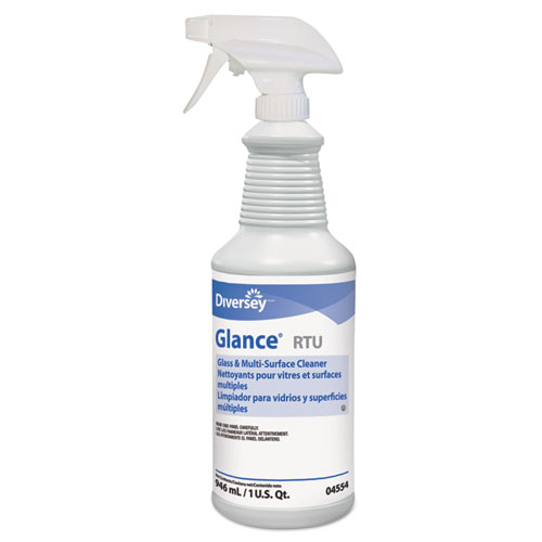 Glance Glass & Multi-Surface Cleaner, Liquid, 32 Oz Spray Bottle, 12/carton