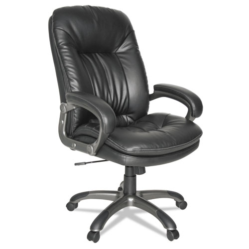 EXECUTIVE SWIVEL/TILT LEATHER HIGH-BACK CHAIR, SUPPORTS UP TO 250 LBS., BLACK SEAT/BLACK BACK, BLACK BASE