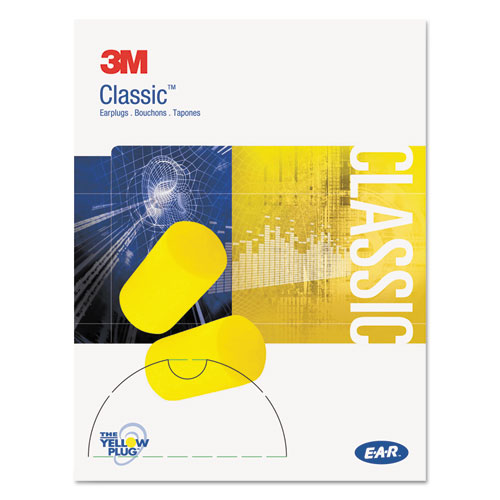 3M™ E-A-R Classic Small Earplugs In Pillow Paks, Cordless, Pvc Foam, Yellow, 200 Pairs/Box