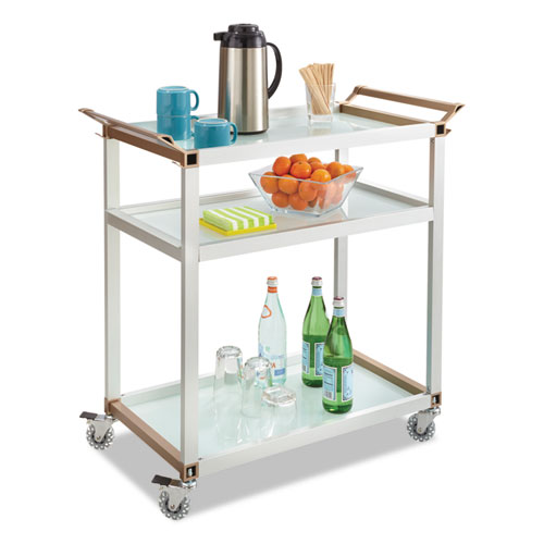 Safco® Large Refreshment Cart, Three-Shelf, 32w x 16 3/4d x 35h, Silver