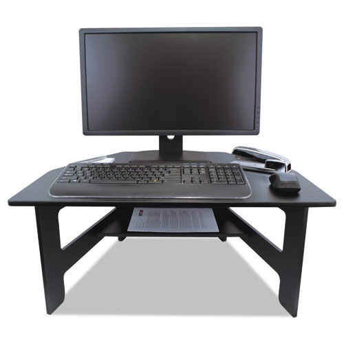 HIGH RISE STAND-UP DESK CONVERTER, 28W X 23D X 12 TO 14.5H, BLACK