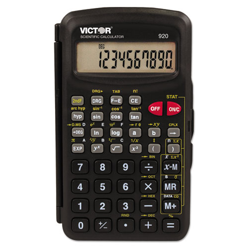 Victor® 920 Compact Scientific Calculator with Hinged Case, 10-Digit LCD