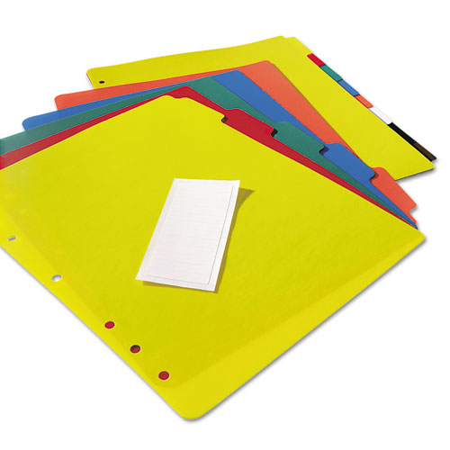 Image of Heavy-Duty Plastic Dividers with Multicolor Tabs and White Labels , 5-Tab, 11 x 8.5, Assorted, 1 Set