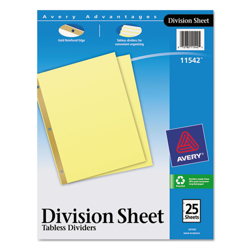 Untabbed Sheet Dividers, Untabbed, Letter