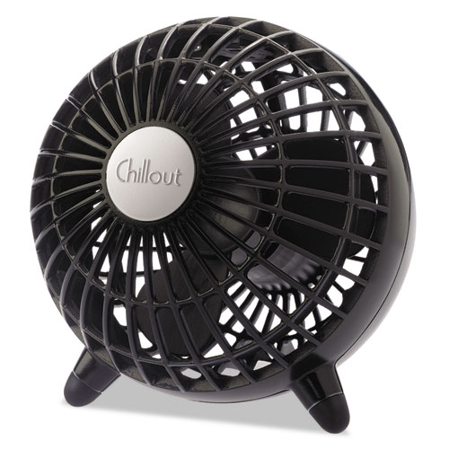 Chillout USB/AC Adapter Personal Fan, Black, 6"Diameter, 1 Speed | by Plexsupply