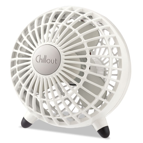 Chillout USB/AC Adapter Personal Fan, White, 6"Diameter, 1 Speed