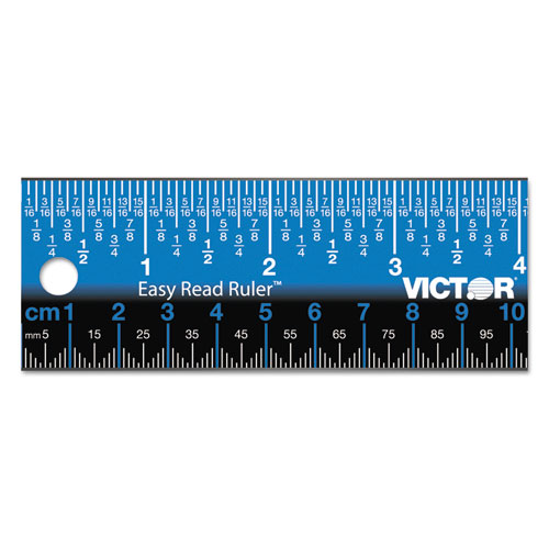 Victor® Easy Read Stainless Steel Ruler, Standard/Metric, 12".5 Long, Blue