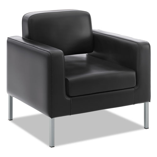 Corral Club Chair, 31.5" x 28" x 30.5", Black Seat/Black Back, Platinum Base | by Plexsupply