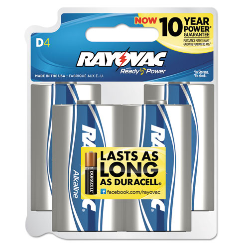 Rayovac® High Energy Premium Alkaline Battery, D, 4/Pack