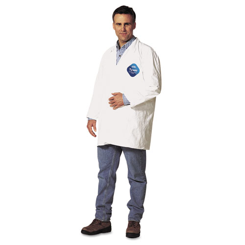 Tyvek Lab Coat, White, Snap Front, 2 Pockets, X-Large, 30/carton