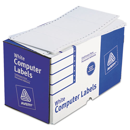Image of Avery® Dot Matrix Printer Mailing Labels, Pin-Fed Printers, 2.94 X 5, White, 3,000/Box