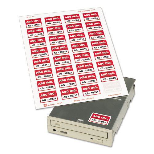 Image of Avery® Permanent Id Labels W/ Sure Feed Technology, Inkjet/Laser Printers, 1.25 X 1.75, White, 32/Sheet, 15 Sheets/Pack